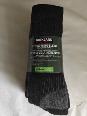 Kirkland Signature Men's Merino Wool Blend Crew Socks 4 pack - Black & Gray